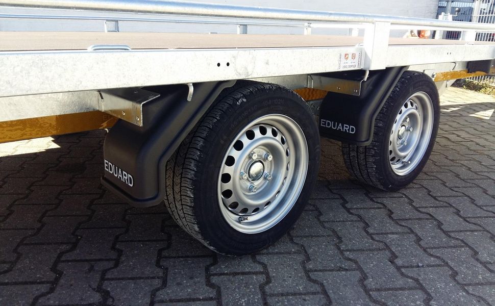 trailershop.de EDUARD Auto Transporter Atlas 406x200cm Reling 13 niedrig Fahrwerk XL 2700kg Anischt B