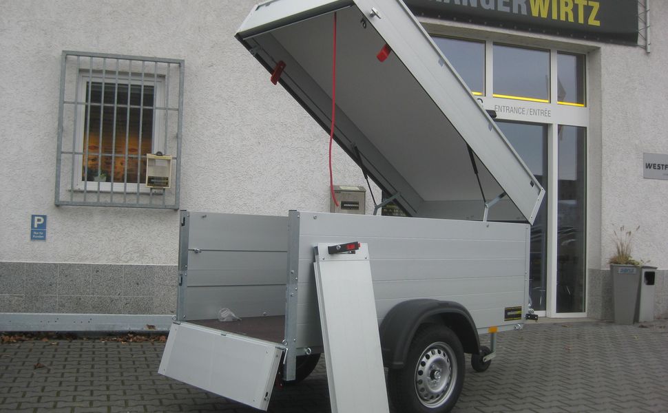 trailershop.de Deckelanhänger ALUBOXX VT1 201x101x83 Ansicht Profil offen.JPG