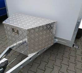 Werkzeugbox Staubox Aluminium Deichselkasten abschließbar trapezform 86/40x40x45cm size (XL)