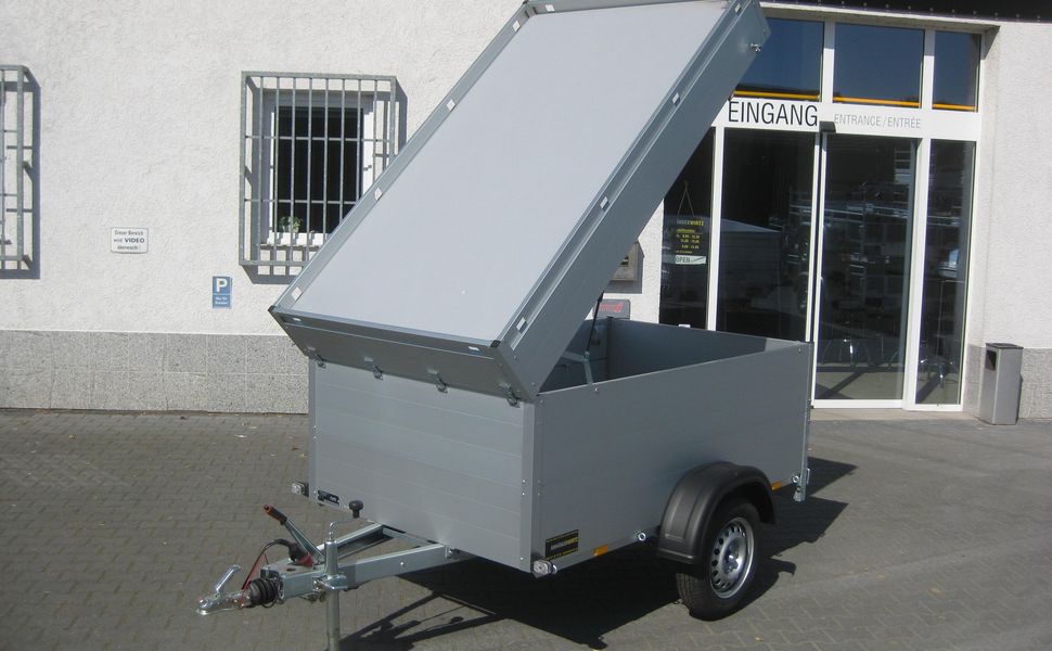 Anhänger Wirtz ALUBOXX Deckelanhänger GTB 750 VT1 211x126x83cm XS 750kg Ansicht Profil offen.JPG