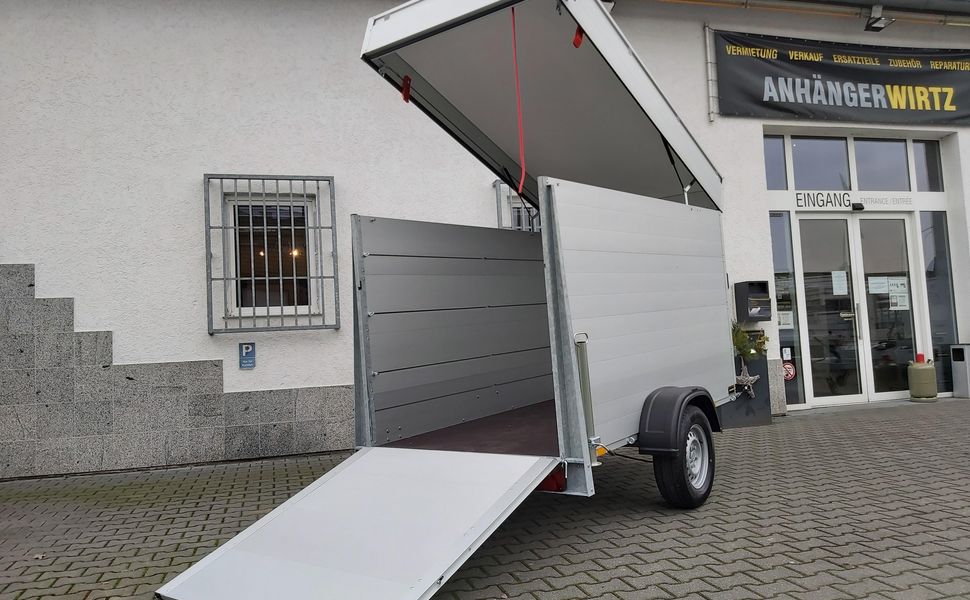 trailershop.de ALUBOXX Deckelanhänger GTB 1200 VT3 251x126x153cm Heckrampe S 1200kg A