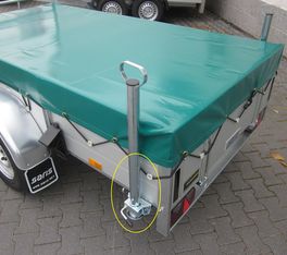 Stützen Klemmschellen Halter Set 48x600mm Rohr verzinkt für Saris Tieflader
