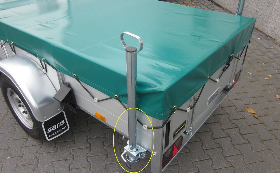 Stützen Klemmschellen Halter Set 48x700mm Rohr verzinkt für Saris Tieflader bis 2010