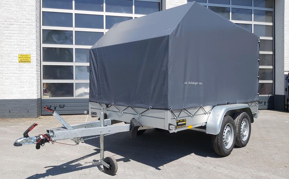 trailershop.de Aluliner Planen Anhänger GTT 2000 301x151x150cm Plane grau schräg (M) 2000kg Modell 2020 Ansicht A