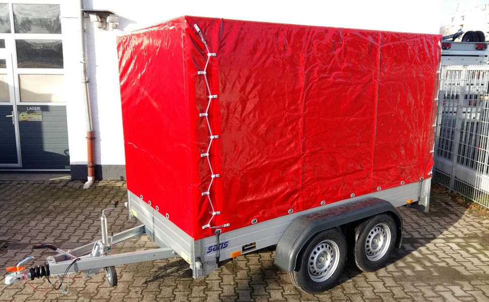 trailershop.de Plane & Gestell M rot 306x154x180cm Profi für Saris FW McAlu Woody mit Reling