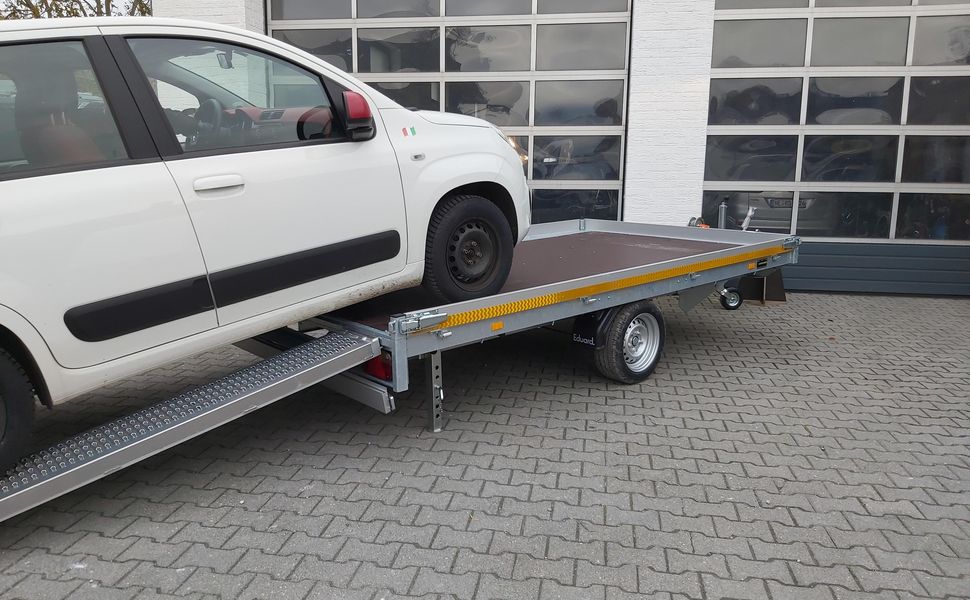 trailershop.de Multi Transporter 356x200x10cm Alurampen Seilwinde Heckstützen Lfh 63cm 13 1800kg