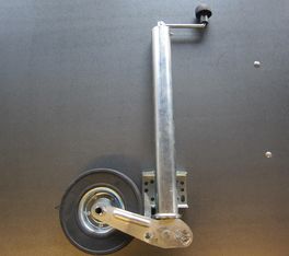 Stützrad Automatik 60mm Stahl / Vollgummi Rad 225x75mm Langhub Universal Anschraubflansch