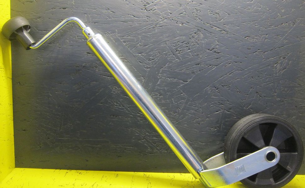 trailershop.de Anhänger Zubehör Stützrad 35mm Stahl mit Vollgummi Rad 160x40 Bild A.JPG