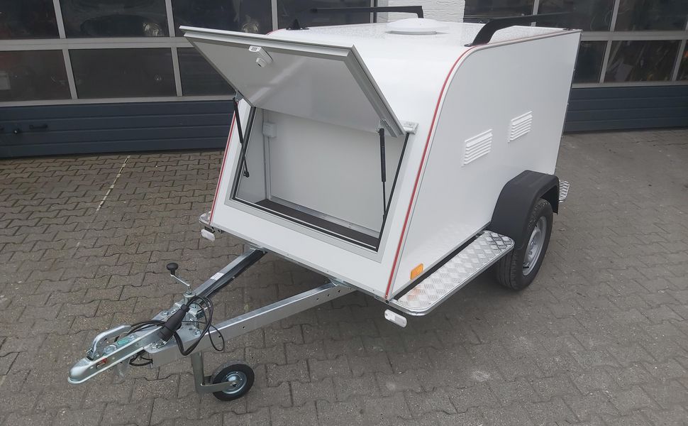 trailershop.de Hunde Anhänger TOM DOG 3 S 3 Boxen Staufach Lüfter 750kg A