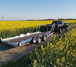 Brian James A4 Transporter 500x200cm blackline Alufelgen easy glide Rampen 240cm Reifenregal 3000kg