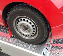 Radstopper Anfahrstopp Alu für Anssems Autotransportanhänger AMT ECO 188cm mit Bindeaugen