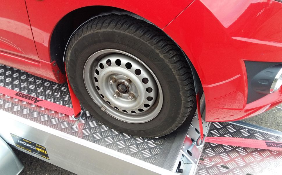trailershop.de Radstopper Alu für Autotransportanhänger AMT ECO 188cm mit Bindeaugen