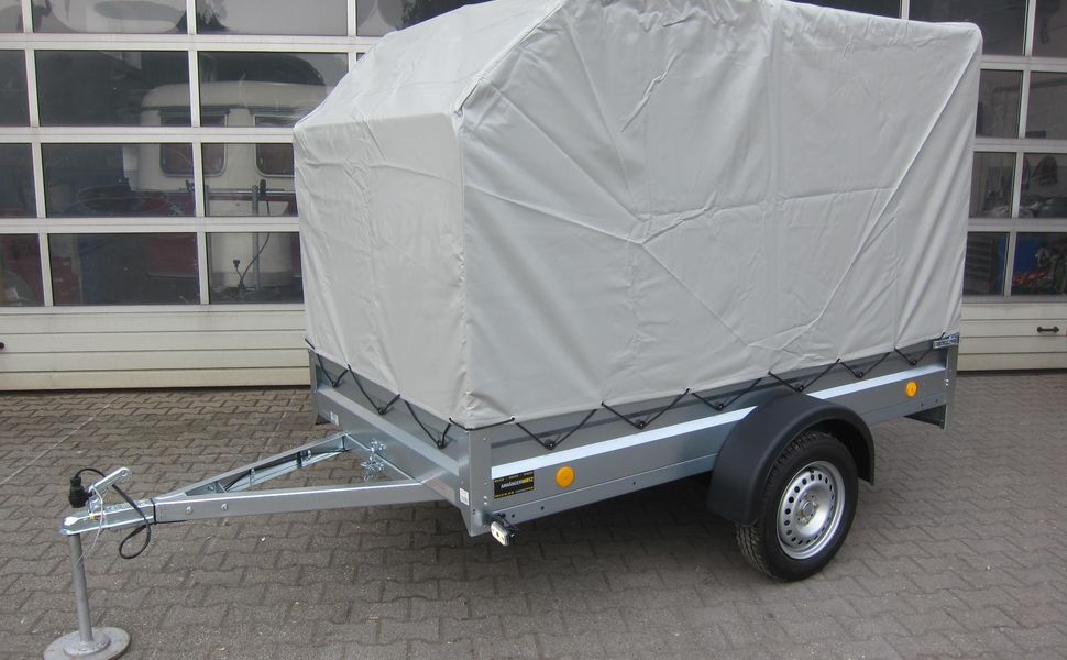 trailershop.de Zubehör Plane Gestell XS 236x129cm HP 120 cm vorne schräg für Trailstar Pratik 236 front.JPG